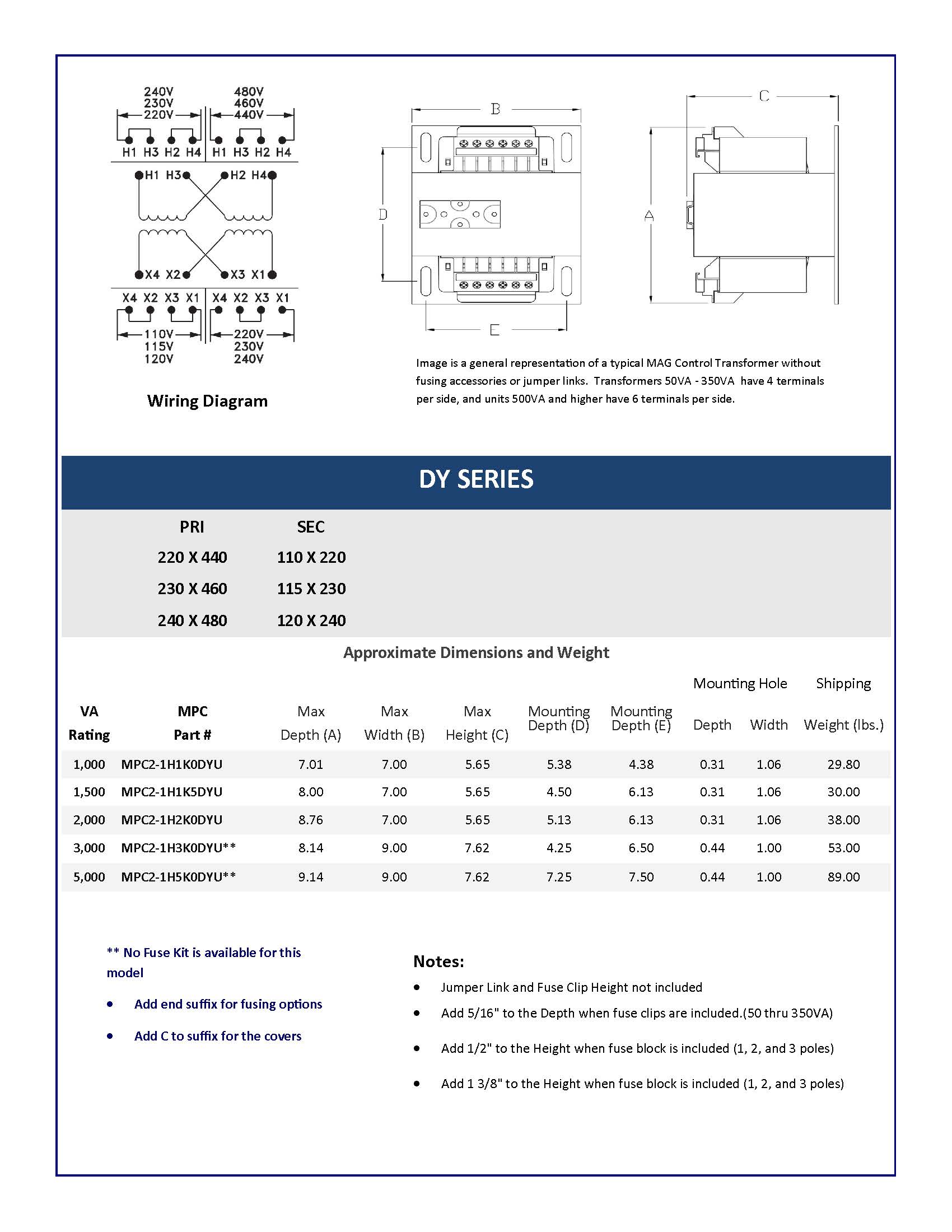 DY Series Data Sheet