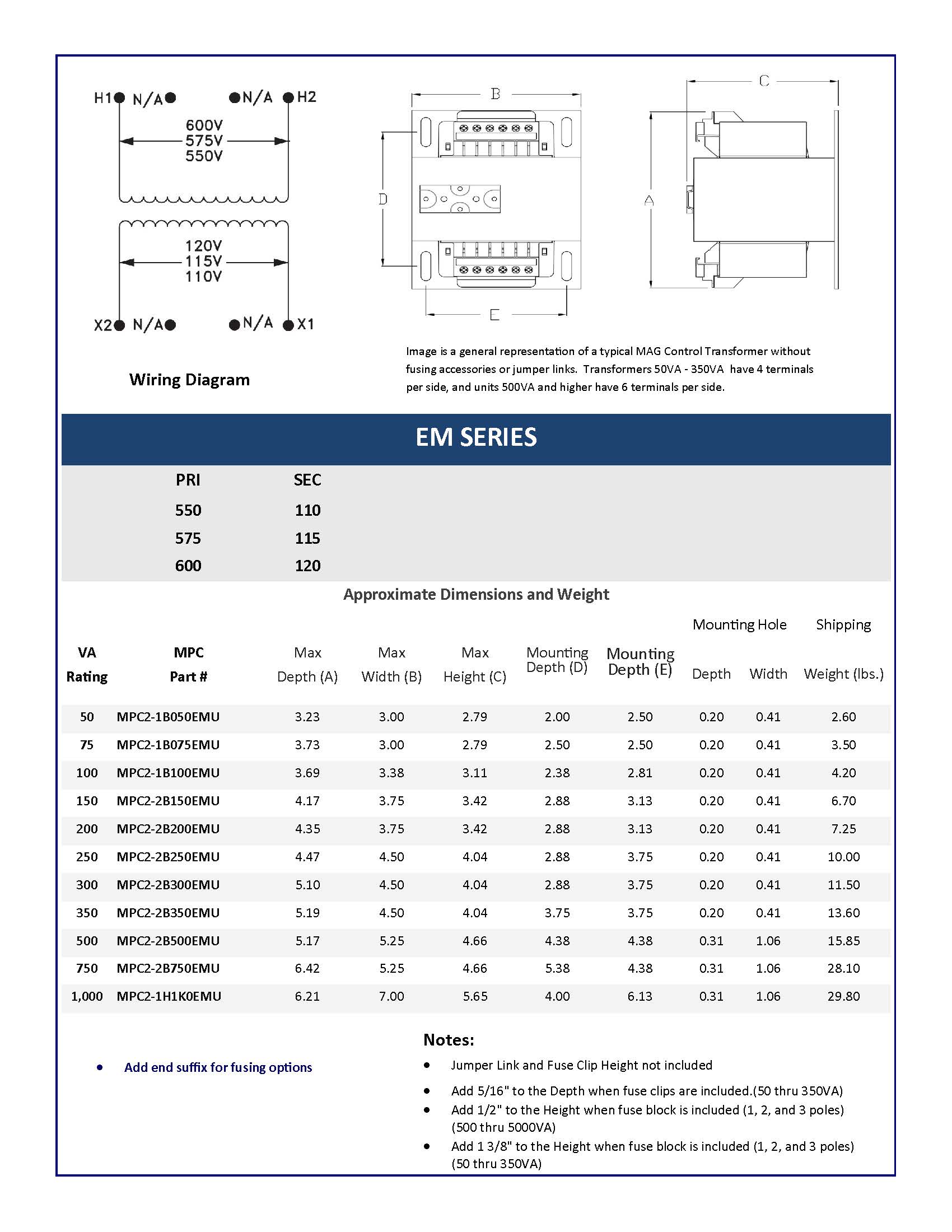 EM Series Data Sheet